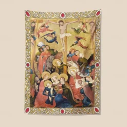 Medieval Tapestry Middle Age Tapestry Religious Art Large Tapestry Mural Decor Photograph Backdrop Home Bedroom Living Room Decoration The Crucifixion by Master of the Middle Rhine