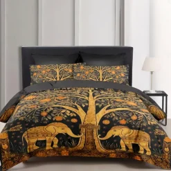 Medieval The Tree of Life Pattern Duvet Cover Set Set Soft 3-Piece Luxury Cotton Bedding Set Home Decor Gift King Queen Duvet Cover