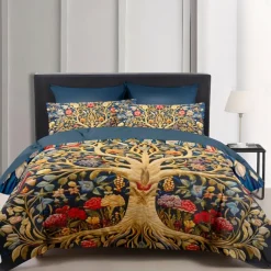 Medieval The Tree of Life Pattern Duvet Cover Set Set Soft 3-Piece Luxury Cotton Bedding Set Home Decor Gift King Queen Duvet Cover