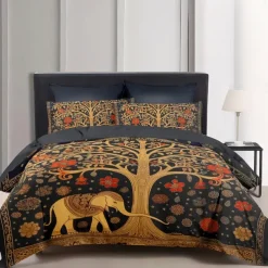 Medieval The Tree of Life Pattern Duvet Cover Set Set Soft 3-Piece Luxury Cotton Bedding Set Home Decor Gift King Queen Duvet Cover