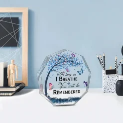 Memorial Acrylic Plaque As Long As I Breathe, You Will Be Remembered Acrylic Octagonal Memorial Sign, Thoughtful Remembrance Gift