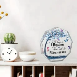 Memorial Acrylic Plaque As Long As I Breathe, You Will Be Remembered Acrylic Octagonal Memorial Sign, Thoughtful Remembrance Gift
