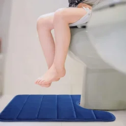 Memory Foam Bath Mat Non-slip Contour Toilet Bath Rug, U-Shaped Non Slip Absorbent Thick Soft Washable Bathroom Rugs, Floor Carpet Bath Mat for Bathroom Sink Toilet 50*60CM (20