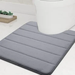 Memory Foam Bath Mat Non-slip Contour Toilet Bath Rug, U-Shaped Non Slip Absorbent Thick Soft Washable Bathroom Rugs, Floor Carpet Bath Mat for Bathroom Sink Toilet 50*60CM (20