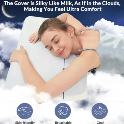 Memory Foam Pillow, Double Sided Different Firmness Zero Pressure Pillow, Comfortable and Breathable Provides Neck Support and Shoulder Pain Relief