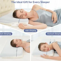 Memory Foam Pillow, Double Sided Different Firmness Zero Pressure Pillow, Comfortable and Breathable Provides Neck Support and Shoulder Pain Relief