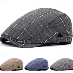 Men'S and Women'S Stylish Check Pattern Beanie Hat - Packable, Hand Washable, Autumn & Spring Fashion Cap, Autumn Fashion Cap Check Pattern Beanie Packable Hat