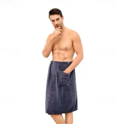 Men's Bath Towel Wearable and Wrapable Soft and Absorbent Extra-large Size Bathrobe-style Home-use Long Towel