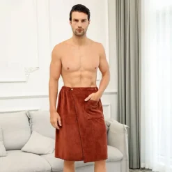Men's Bath Towel Wearable and Wrapable Soft and Absorbent Extra-large Size Bathrobe-style Home-use Long Towel
