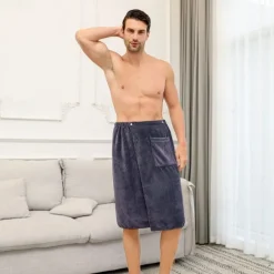 Men's Bath Towel Wearable and Wrapable Soft and Absorbent Extra-large Size Bathrobe-style Home-use Long Towel