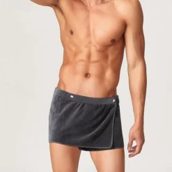 Men's Bath Towel Wearable and Wrapable Soft and Absorbent Extra-large Size Bathrobe-style Home-use Short Towel