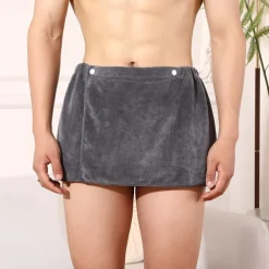 Men's Bath Towel Wearable and Wrapable Soft and Absorbent Extra-large Size Bathrobe-style Home-use Short Towel