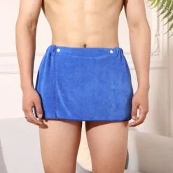 Men's Bath Towel Wearable and Wrapable Soft and Absorbent Extra-large Size Bathrobe-style Home-use Short Towel
