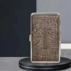 Men's Cigarette Case with Elastic Strap, Portable, Mixed Pattern Designs, Holds 20 Cigarettes