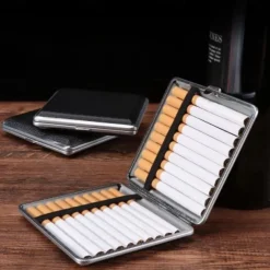 Men's Cigarette Case with Elastic Strap, Portable, Mixed Pattern Designs, Holds 20 Cigarettes