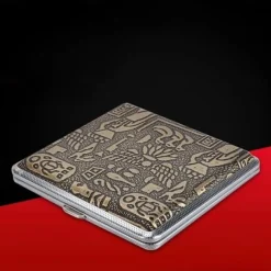 Men's Cigarette Case with Elastic Strap, Portable, Mixed Pattern Designs, Holds 20 Cigarettes