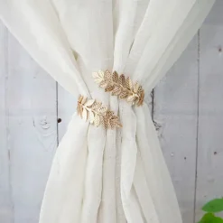 Mental Curtain Tie Backs Drapery Tiebacks Holdbacks Modern Metal Leaf Buckle Decorative Draperies Window Treatments 1 Pcs