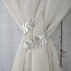 Mental Curtain Tie Backs Drapery Tiebacks Holdbacks Modern Metal Leaf Buckle Decorative Draperies Window Treatments 1 Pcs