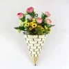 Mental Wall Art Artificial Vase Basket for Flower Arranging Triangle Wall Hanging Iron Rattan Wall Hanging Flower Holder Interior Decoration