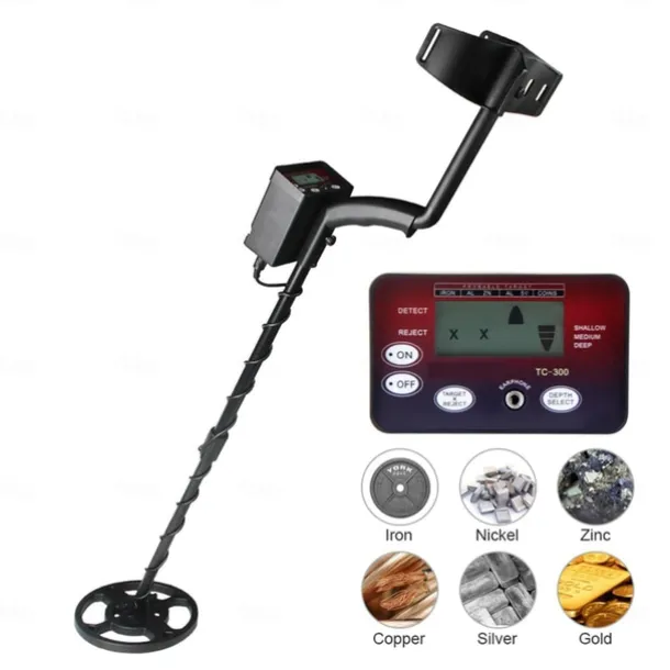 Metal Detector, TC-300 Underground Metal Detector Gold Detectors Treasure Finder Detector Circuit Metales High Sensitivity Waterproof Lightweight(TC-300)