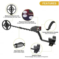 Metal Detector, TC-300 Underground Metal Detector Gold Detectors Treasure Finder Detector Circuit Metales High Sensitivity Waterproof Lightweight(TC-300)