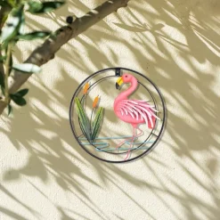 Metal Flamingo Wall Art Porch Front Door Wall Decor Room Outdoor Club Bars Front Door Metal Hanging Wall Art Dcor