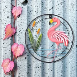 Metal Flamingo Wall Art Porch Front Door Wall Decor Room Outdoor Club Bars Front Door Metal Hanging Wall Art Dcor