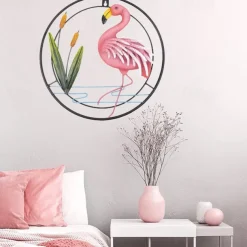 Metal Flamingo Wall Art Porch Front Door Wall Decor Room Outdoor Club Bars Front Door Metal Hanging Wall Art Dcor