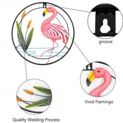 Metal Flamingo Wall Art Porch Front Door Wall Decor Room Outdoor Club Bars Front Door Metal Hanging Wall Art Dcor