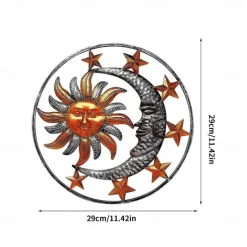 Metal Sun Moon Star Wall Plaque Decorative Figurine Indoor Outdoor Garden Wall Art Decor Home Decoration Accessories