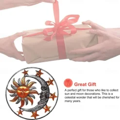 Metal Sun Moon Star Wall Plaque Decorative Figurine Indoor Outdoor Garden Wall Art Decor Home Decoration Accessories