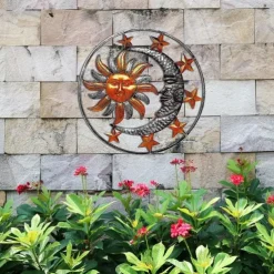 Metal Sun Moon Star Wall Plaque Decorative Figurine Indoor Outdoor Garden Wall Art Decor Home Decoration Accessories