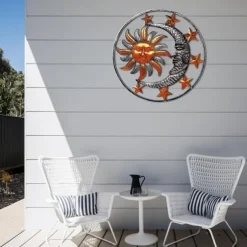 Metal Sun Moon Star Wall Plaque Decorative Figurine Indoor Outdoor Garden Wall Art Decor Home Decoration Accessories