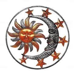 Metal Sun Moon Star Wall Plaque Decorative Figurine Indoor Outdoor Garden Wall Art Decor Home Decoration Accessories