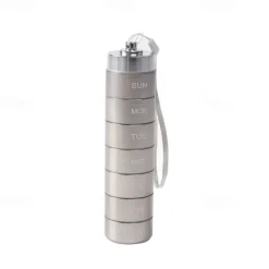 Metal Travel Pill Organizer, Portable Waterproof Weekly Pill Box, Large Aluminum Alloy Pill Case Container, BPA Free 7 Day Daily Medicine Organizer Holder for Vitamin, Fish Oil, Supplement