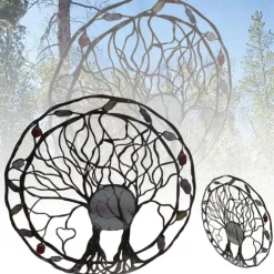 Metal Tree Of Life Ring Wrought Iron Ring Of Life Garden Crafts Wall Decoraiton Patio Yard Crafts Accessory
