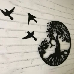 Metal Tree of Life Wall Art Decor, Large Tree of Life and Birds of Peace Wall Plaque Decorative Garden Art Hanging Sculpture
