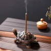 Metal Turtle Shaped Incense Stick Holder Bronze Finish Unique Home Decor Accessories