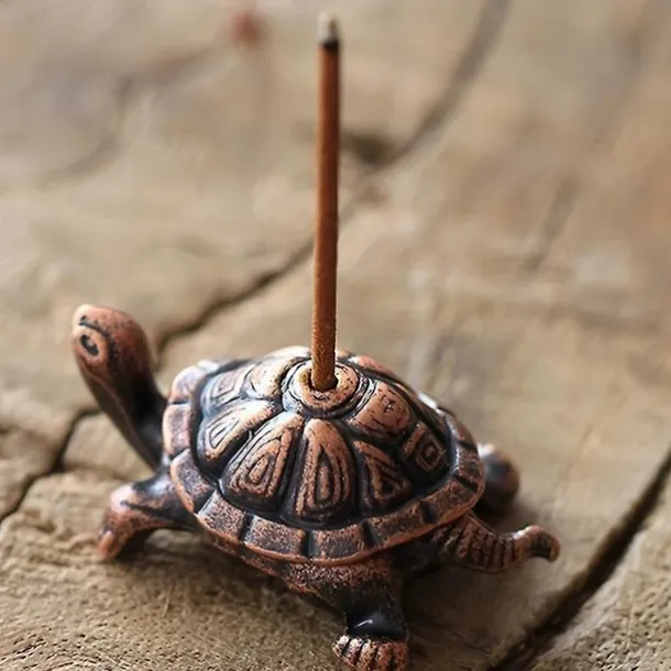 Metal Turtle Shaped Incense Stick Holder Bronze Finish Unique Home Decor Accessories