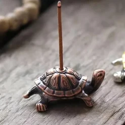 Metal Turtle Shaped Incense Stick Holder Bronze Finish Unique Home Decor Accessories