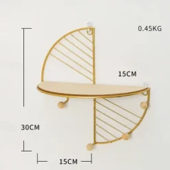 Metal Wall Art Decoration Shelf Hallway Wall Hanging Shelves for Living Room Artcrafts Features Display Rack Flower Pot Holder Tray Without Light