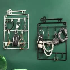 Metal Wall Art Mounted Key Holder Storage Rack Organizer with Hook for Entryway Gate Doorway Jewelry Shelf Hanger Hanging Lock Opener