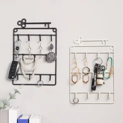 Metal Wall Art Mounted Key Holder Storage Rack Organizer with Hook for Entryway Gate Doorway Jewelry Shelf Hanger Hanging Lock Opener