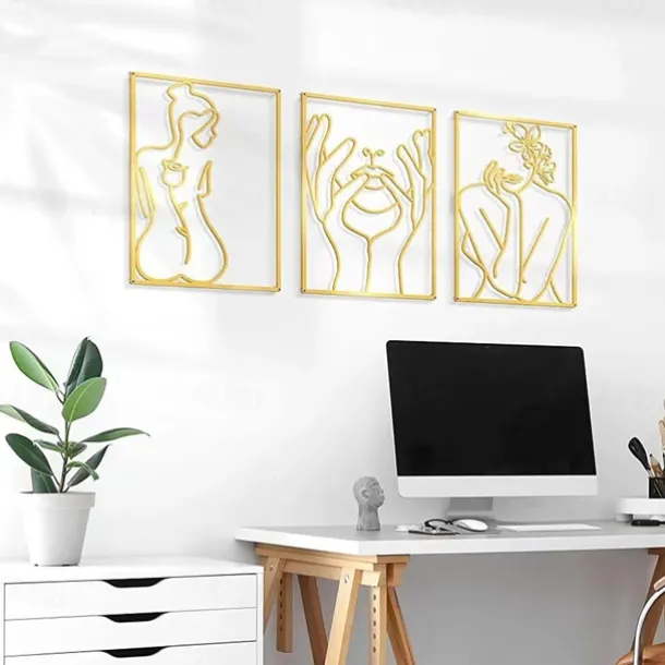 Metal Wall Decor Minimalist Abstract lady Wall Art Simple Line Drawing Wall Sculptures Modern Female Body Home Hanging Metal Wall Decor