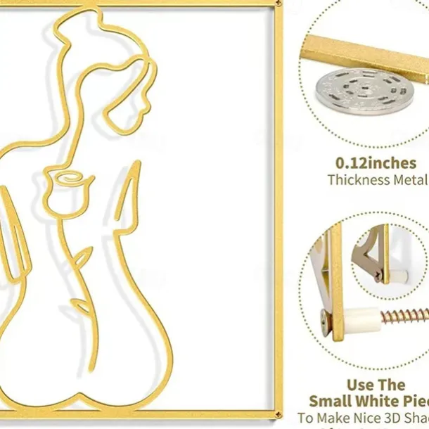 Metal Wall Decor Minimalist Abstract lady Wall Art Simple Line Drawing Wall Sculptures Modern Female Body Home Hanging Metal Wall Decor