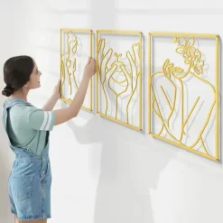 Metal Wall Decor Minimalist Abstract lady Wall Art Simple Line Drawing Wall Sculptures Modern Female Body Home Hanging Metal Wall Decor