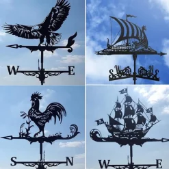 Metal Weather Vane Cock Decorated Weather Vane Iron Rooster Ornament for Roof Shack Indicating Wind Direction Yard Decor