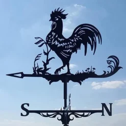 Metal Weather Vane Cock Decorated Weather Vane Iron Rooster Ornament for Roof Shack Indicating Wind Direction Yard Decor