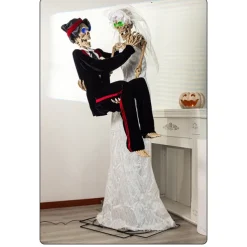 Mexican Day of the Dead Large Electric Decorative Item Halloween Amusement Park Haunted House Motion-Activated Skeleton Bride Decorative Prop