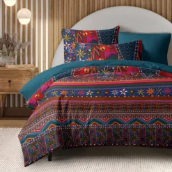 Mexican Pattern Duvet Cover Set 100% Cotton Soft and Breathable Bedding Featuring Tropical Parrot Lightweight and Durable Quilt Cover Comfortable for All Seasons Easy to Care